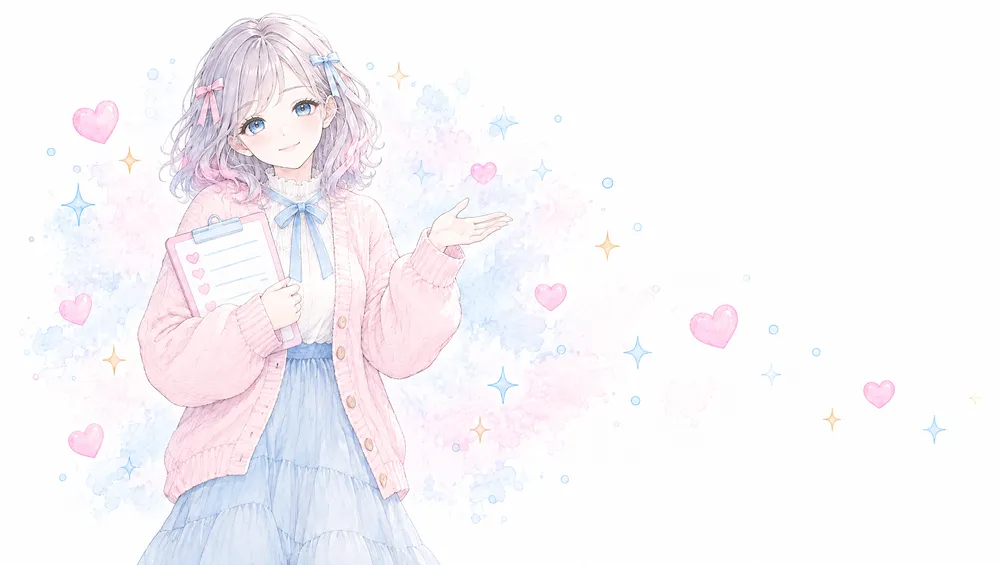 チェックリストを持って説明している女性のイラスト